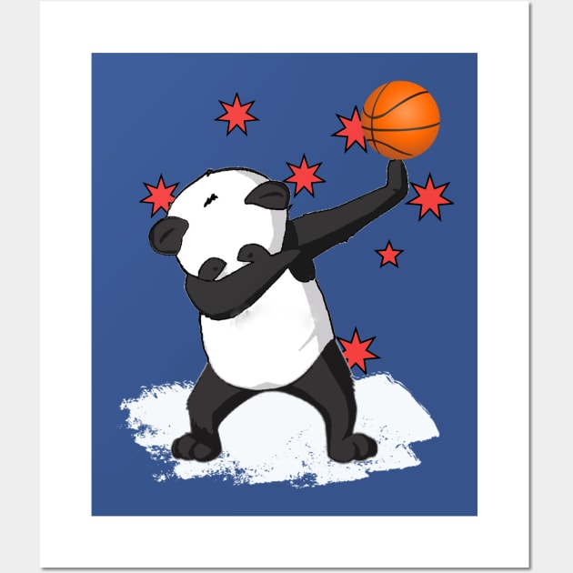 Basketball Kids Dabbing Panda Wall Art by outrigger